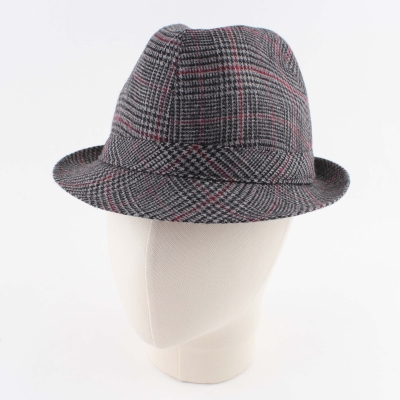 Мъжка зимна шапка Fedora HatYou CP0921, Пепит в сиво и бордо