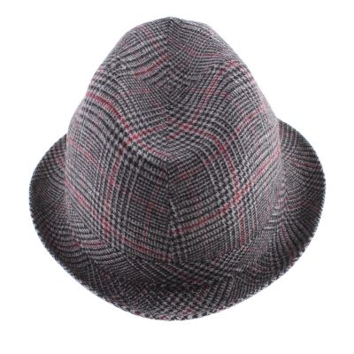 Мъжка зимна шапка Fedora HatYou CP0921, Пепит в сиво и бордо