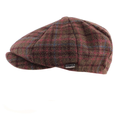 Мъжки вълнен каскет HatYou CP4036, Каре в кафяво, бордо и синьо