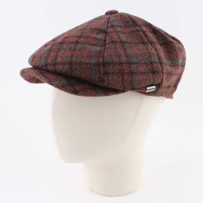 Мъжки вълнен каскет HatYou CP4036, Каре в кафяво, бордо и синьо