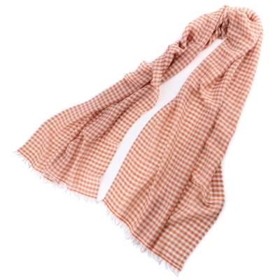 Голям фин шал от вълна и памук Pulcra Eliza, 59х200 см, Оранжев