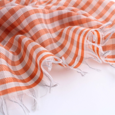 Голям фин шал от вълна и памук Pulcra Eliza, 59х200 см, Оранжев