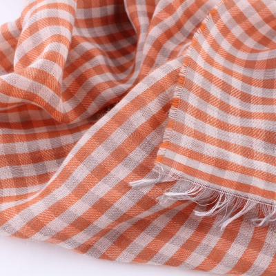 Голям фин шал от вълна и памук Pulcra Eliza, 59х200 см, Оранжев