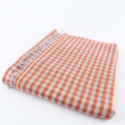 Голям фин шал от вълна и памук Pulcra Eliza, 59х200 см, Оранжев