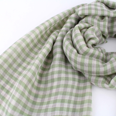 Голям фин шал от вълна и памук Pulcra Eliza, 59х200 см, Зелен