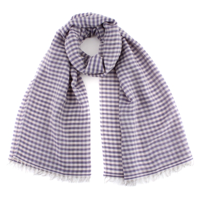 Голям фин шал от вълна и памук Pulcra Eliza, 59х200 см, Лилав