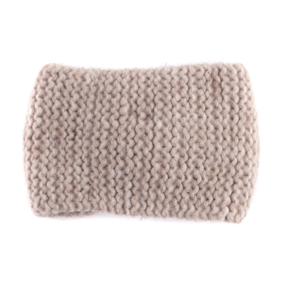 Knitted ladies' headband with feathers Granadilla JG5296, Beige melange