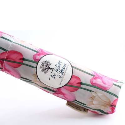 Дамски неавтоматичен чадър Perletti Green 19151, Бежов/Лалета