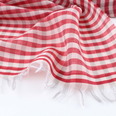 Голям фин шал от вълна и памук Pulcra Eliza, 59х200 см, Червен