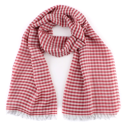 Голям фин шал от вълна и памук Pulcra Eliza, 59х200 см, Червен