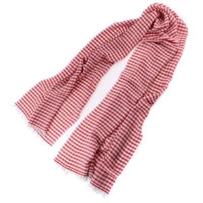 Голям фин шал от вълна и памук Pulcra Eliza, 59х200 см, Червен