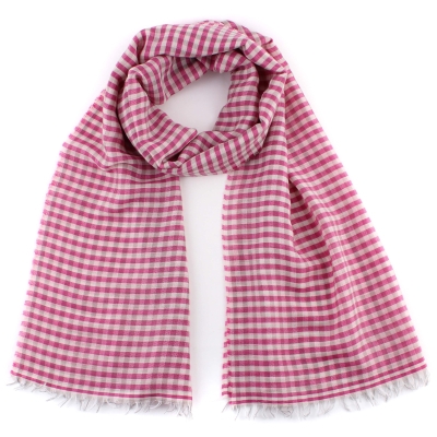 Голям фин шал от вълна и памук Pulcra Eliza, 59х200 см, Цикламен