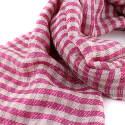 Голям фин шал от вълна и памук Pulcra Eliza, 59х200 см, Цикламен