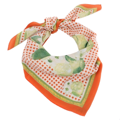 Дамски копринен шал Ma.Al.Bi. MAB695/101/3, 90x90 см, Оранжев