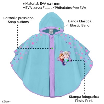 Rain Poncho Perletti Kids Frozen 99163, Light Blue