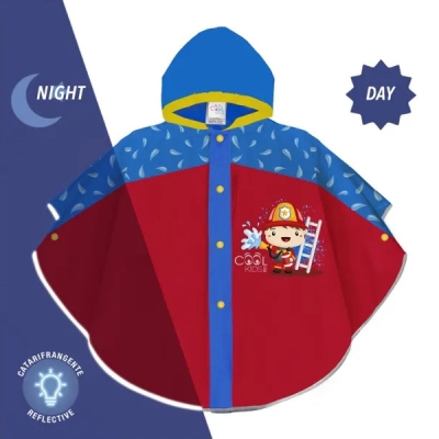 Rain Poncho Perletti Kids Firefighter 15585, Blue