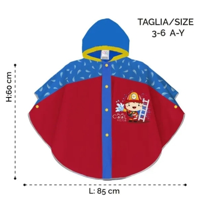 Rain Poncho Perletti Kids Firefighter 15585, Blue