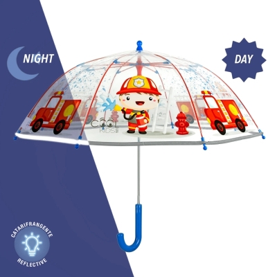 Кids' transparent umbrella Perletti CoolKids Fireman 15583