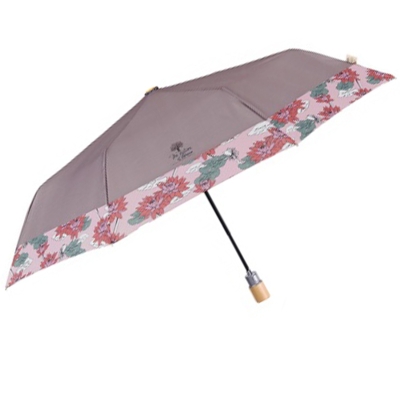 Дамски автоматичен чадър Perletti Green 19160, Лотос/Бежов