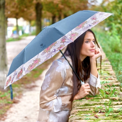 Дамски автоматичен чадър Perletti Green 19160, Лотос/Пастелносин