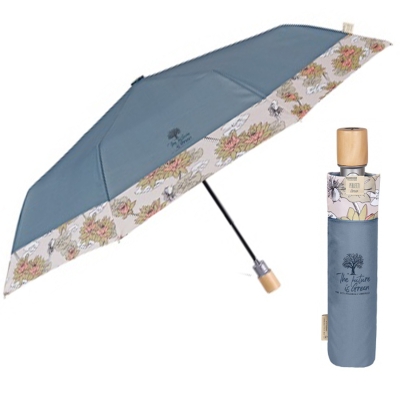 Дамски автоматичен чадър Perletti Green 19160, Лотос/Пастелносин