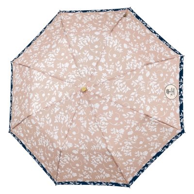 Дамски автоматичен чадър Perletti Green 19162, Бели цветя/Свелобежов