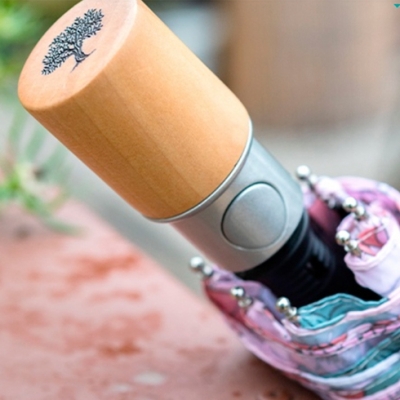 Дамски автоматичен чадър Perletti Green 19160, Лотос/Бежов