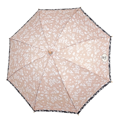 Дамски автоматичен голф чадър Perletti Green 19161, Бели цветя/Светлобежов