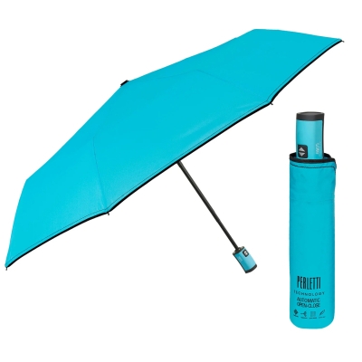 Дамски автоматичен Open-Close чадър Perletti Technology 21805, Неоново син