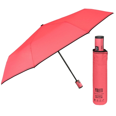 Дамски автоматичен Open-Close чадър Perletti Technology 21805, Неоново розов