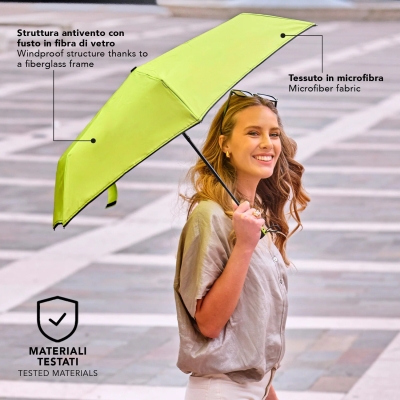 Дамски автоматичен Open-Close чадър Perletti Technology 21805, Неоново зелен