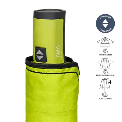 Дамски автоматичен Open-Close чадър Perletti Technology 21805, Неоново зелен