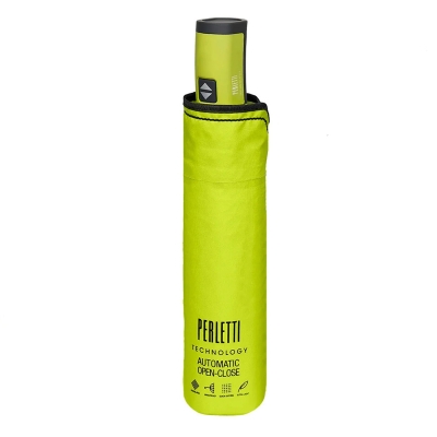 Дамски автоматичен Open-Close чадър Perletti Technology 21805, Неоново зелен