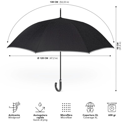 Автоматичен голф чадър Perletti Technology 21824, Черен/Binary code