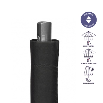 Мъжки автоматичен плосък Open-Close чадър Perletti Technology 21821, Черен 