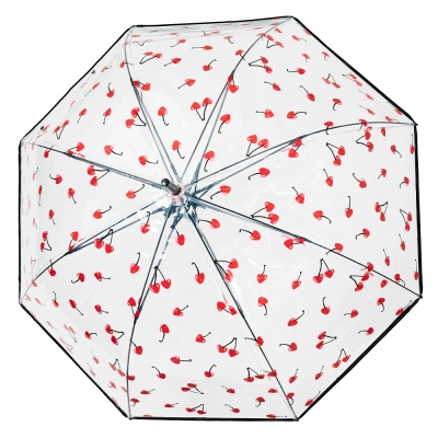 Ladies' Transparent Automatic Golf Umbrella Perletti Time 26446, Transparent/ Cherry