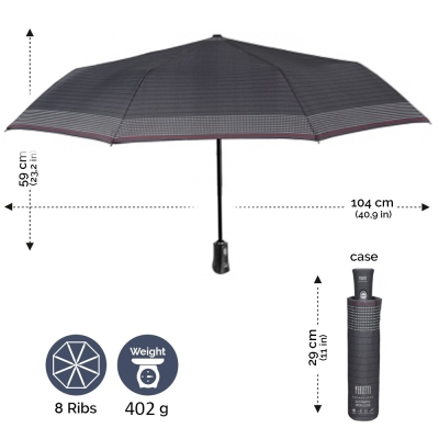 Men's automatic Open-Close umbrella Perletti Technology 21829, Gray