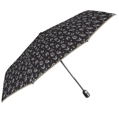 Ladies' Foldable Automatic Open-Close Umbrella Perletti Time 26424, Black with Grey Trim