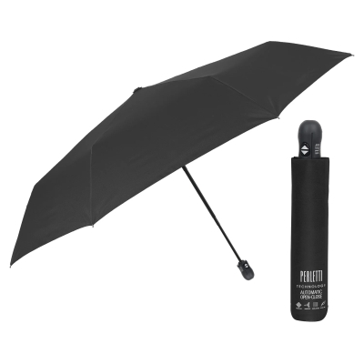 Men’s Extra Compact Automatic Open-Close Umbrella Perletti Technology 21820, Black
