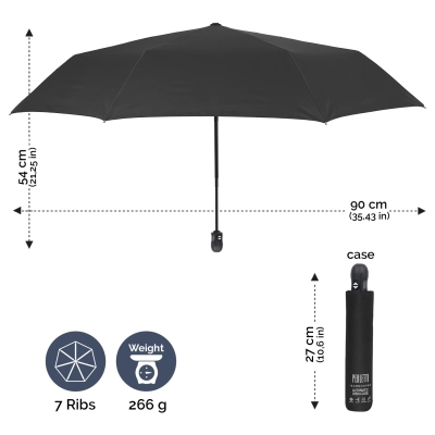 Men’s Extra Compact Automatic Open-Close Umbrella Perletti Technology 21820, Black