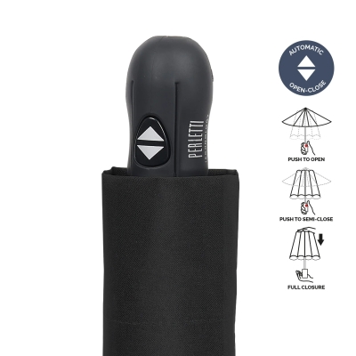 Men’s Extra Compact Automatic Open-Close Umbrella Perletti Technology 21820, Black