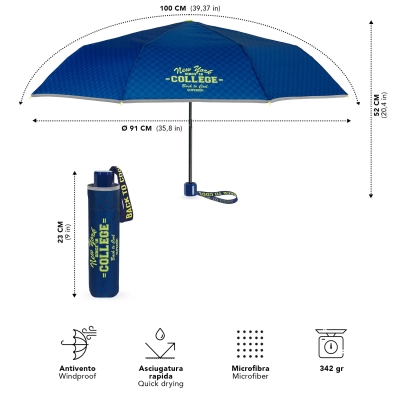 Kids' Folding Umbrella Perletti CoolKids College 15658, Dark Blue