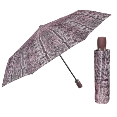 Ladies' Automatic Open-Close Umbrella Perletti Technology 21813, Python/Beige