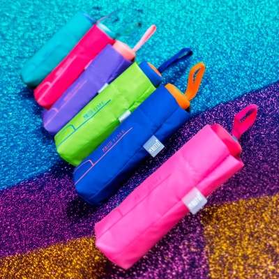 Дамски мини сгъваем неавтоматичен чадър Perletti Time 26414, Розов