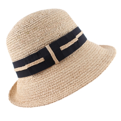 Ladies' Summer Raffia Hat Fratelli Mazzanti FM 8426, Natural/Black Band
