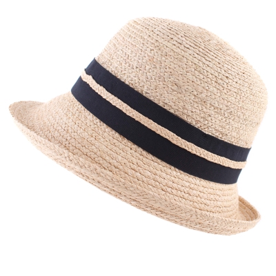 Ladies' Summer Raffia Hat Fratelli Mazzanti FM 8426, Natural/Black Band