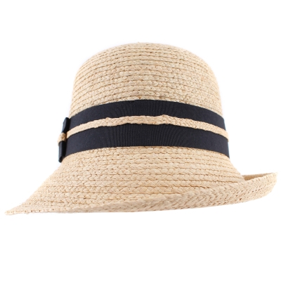 Ladies' Summer Raffia Hat Fratelli Mazzanti FM 8426, Natural/Black Band