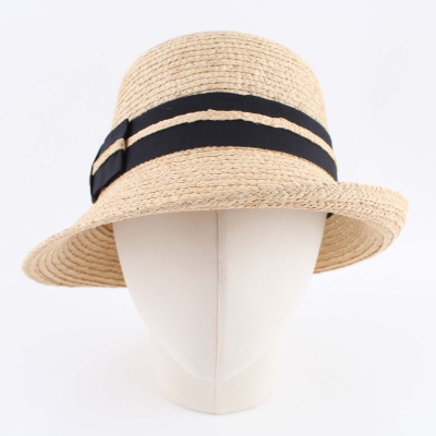 Ladies' Summer Raffia Hat Fratelli Mazzanti FM 8426, Natural/Black Band
