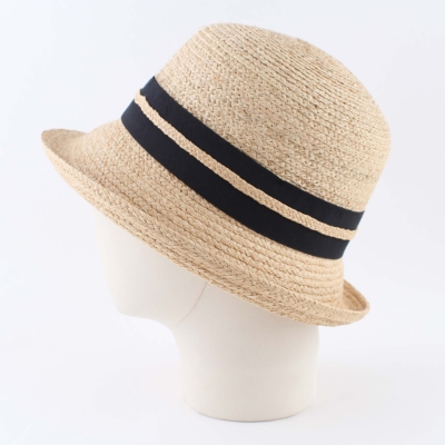 Ladies' Summer Raffia Hat Fratelli Mazzanti FM 8426, Natural/Black Band