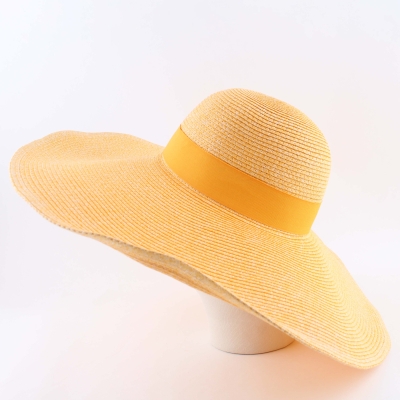 Wide-Brimmed Summer Hat with Extra-Large Brim Fratelli Mazzanti FM7296, Yellow Mélange